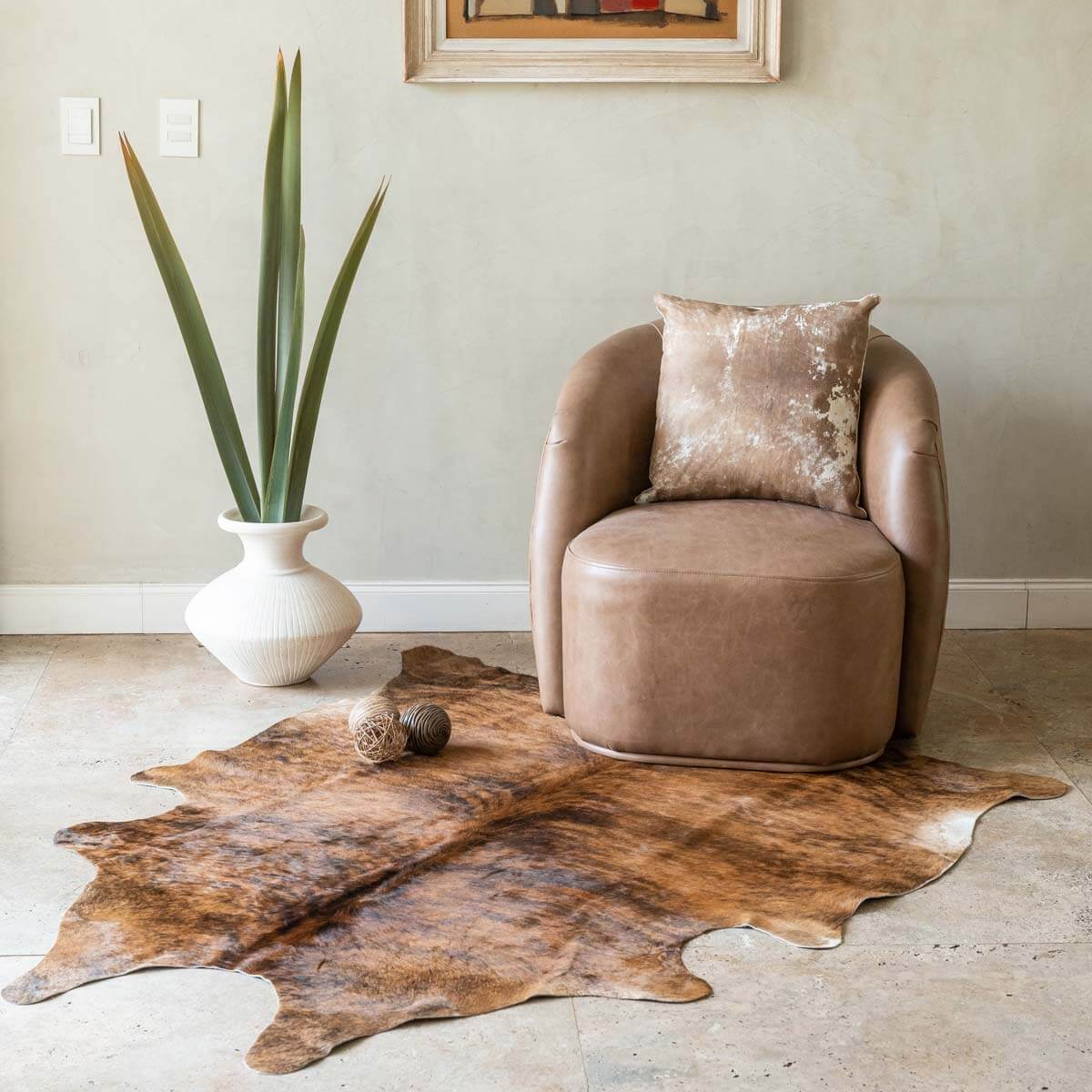 Cowhide Pillow Cover 16″ x 16″ – Vintage Design