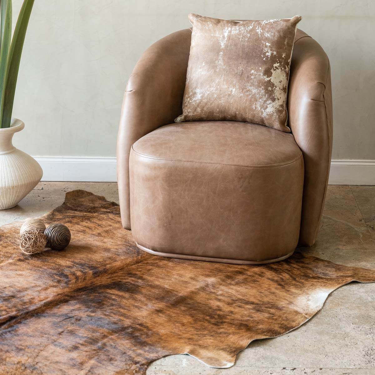 Cowhide Pillow Cover 16″ x 16″ – Vintage Design