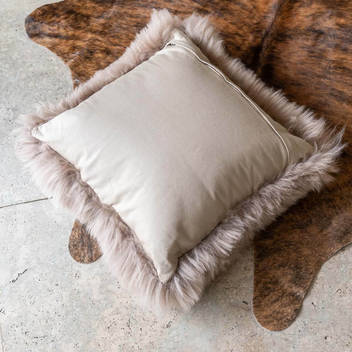 Long Hair Sheepskin Pillow Cover 16”x16”