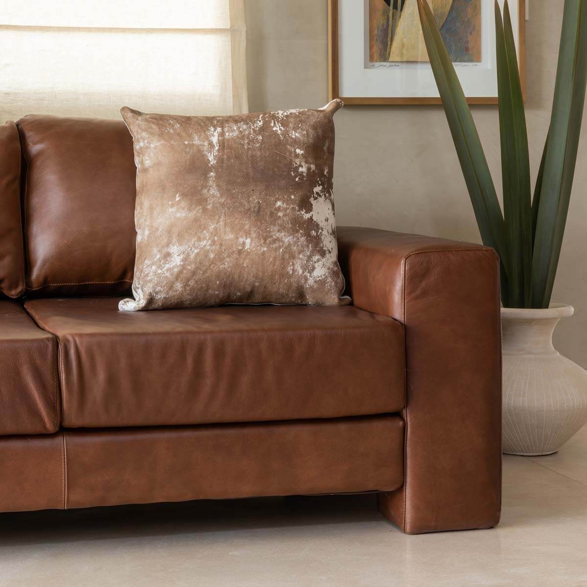 Cowhide Pillow Cover 16″ x 16″ – Vintage Design