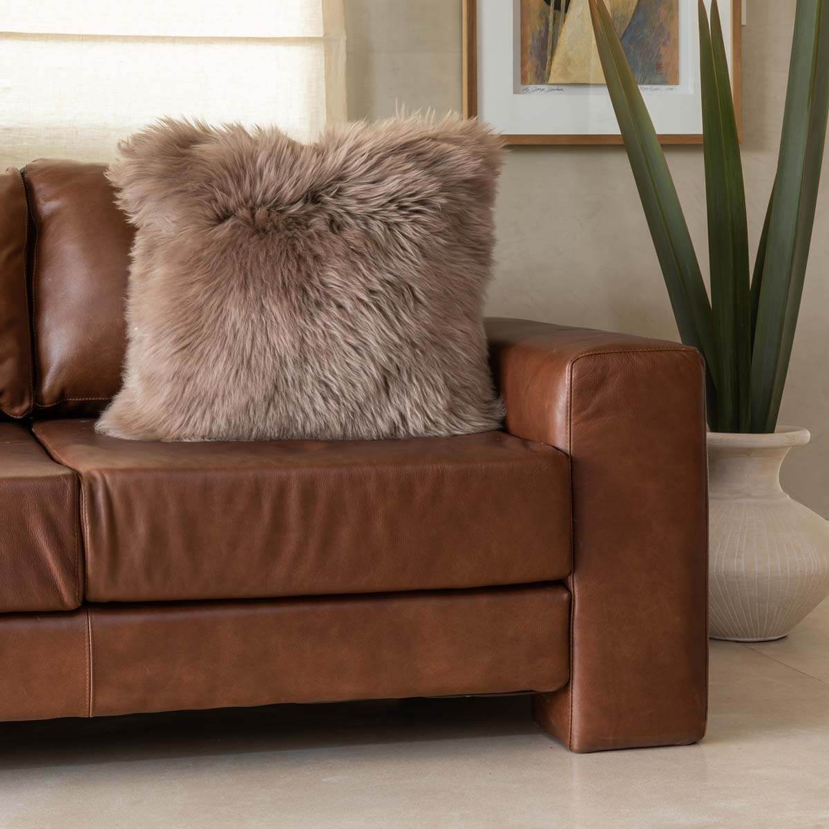 Long Hair Sheepskin Pillow Cover 16”x16”