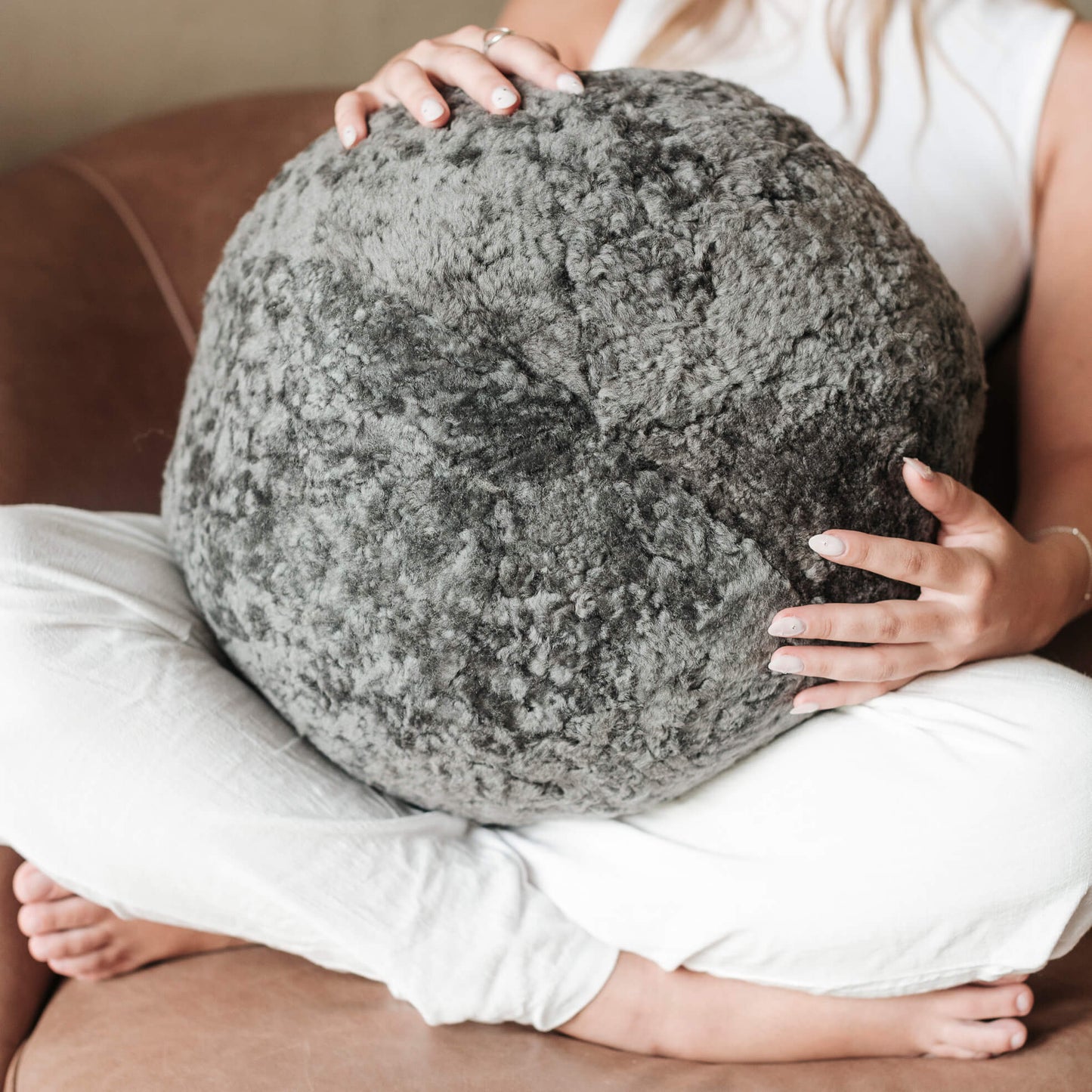 Sheared Sheepskin Sphere Pillow 12.20″Ø