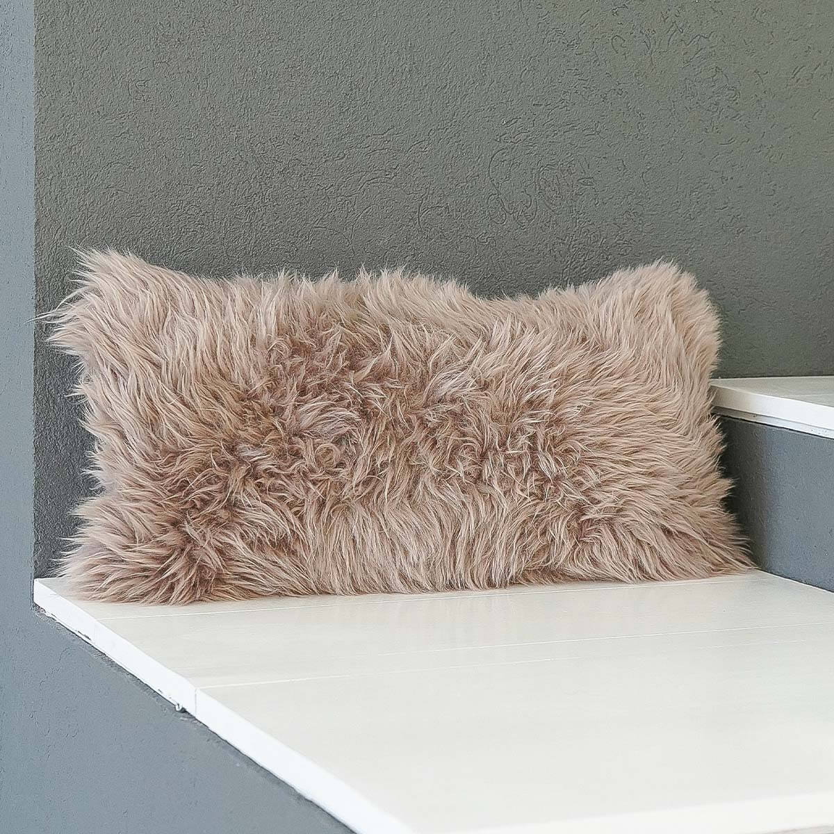 Long Hair Sheepskin Pillow Cover 12″ x 24″