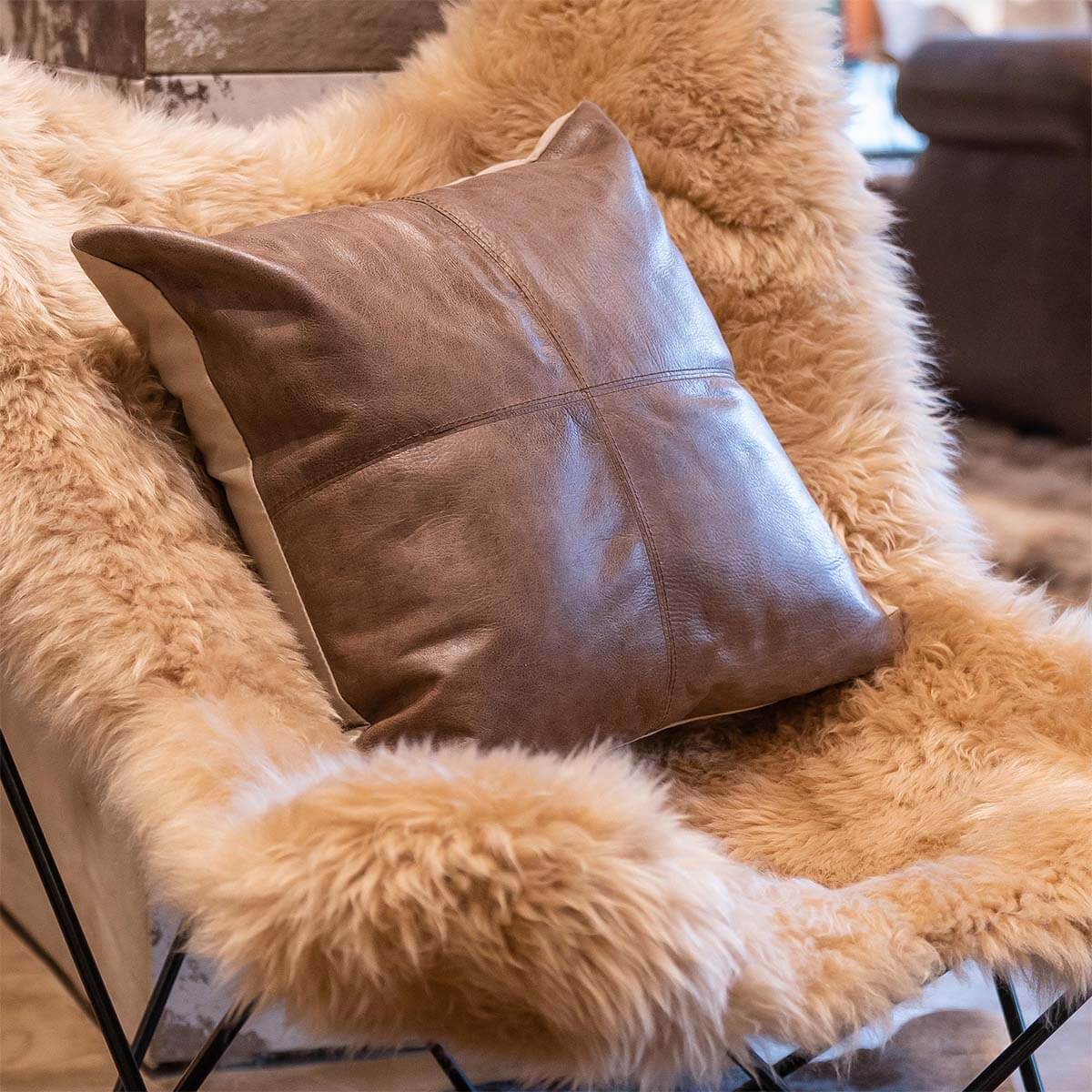 Cowhide Crash Pillow Cover 16″ x 16″ – Mosaic Design