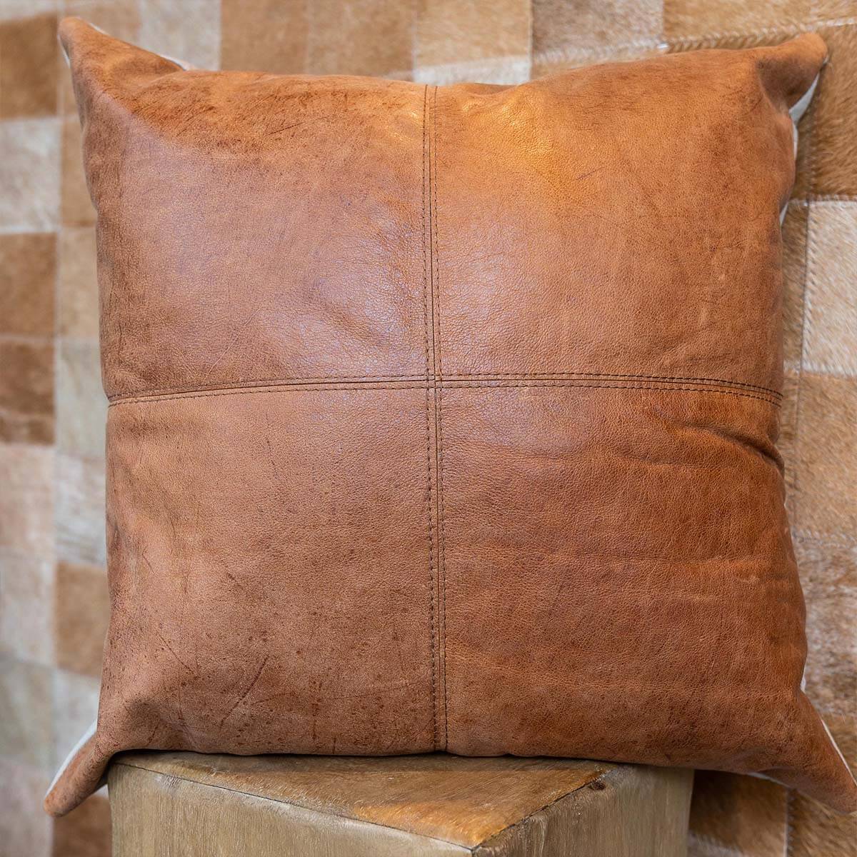 Cowhide Crash Pillow Cover 16″ x 16″ – Mosaic Design