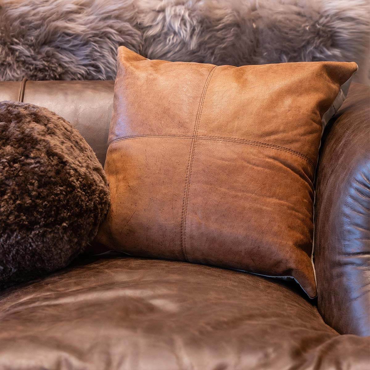 Cowhide Crash Pillow Cover 16″ x 16″ – Mosaic Design