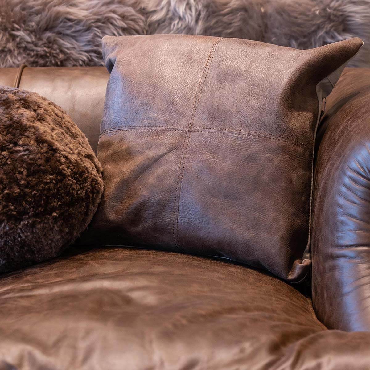 Cowhide Crash Pillow Cover 16″ x 16″ – Mosaic Design