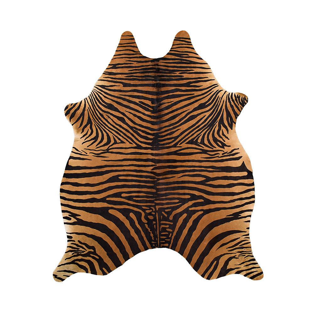Zebra Print Cowhide Rug 5' 1" x 5' 5" | Modern Statement Rug | Khara Home