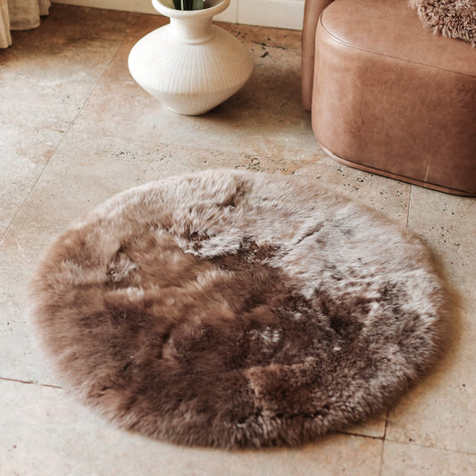 Long Hair Sheepskin Rug With Backing 35″ Ø