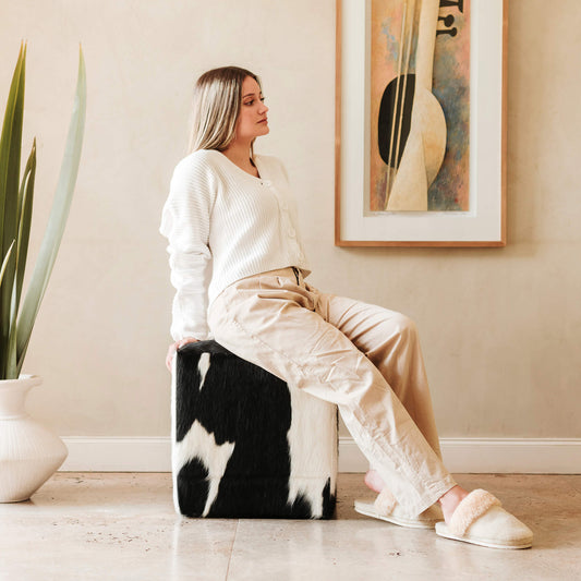 Hair-on Cowhide Pouf – Full Design