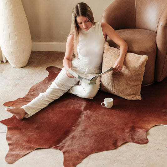 Solid Brown Cowhide Rug – 4' x 5'
