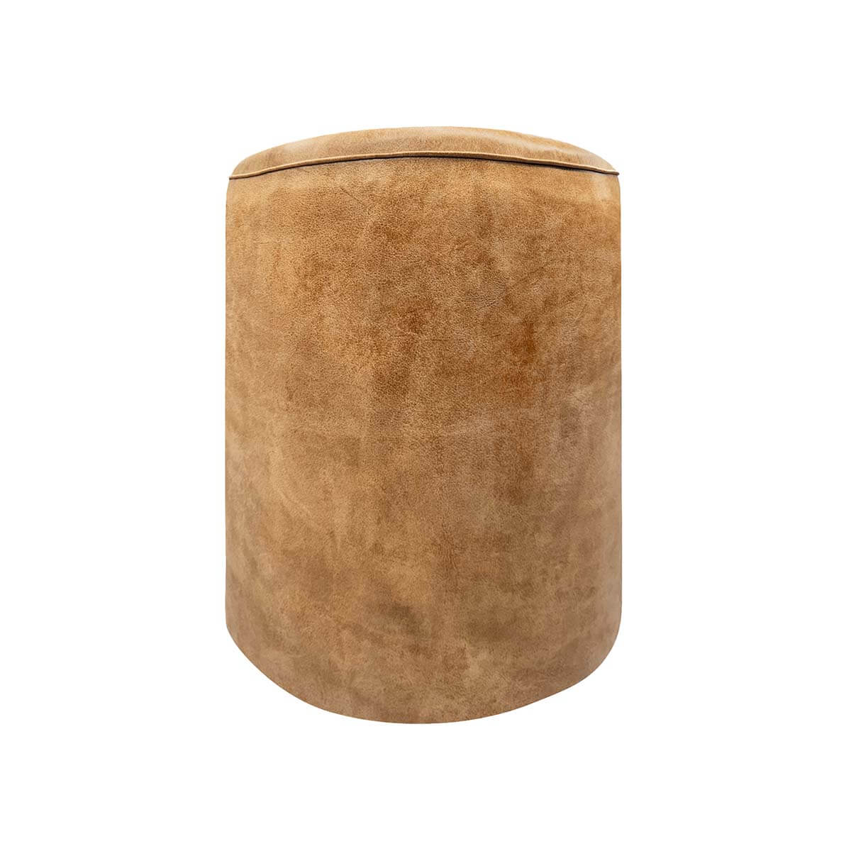 Cylindrical Pouf Upholstered in Crash Cowhide
