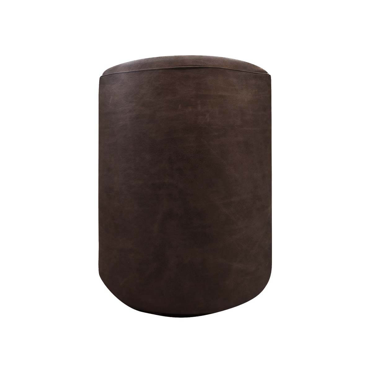 Cylindrical Pouf Upholstered in Crash Cowhide