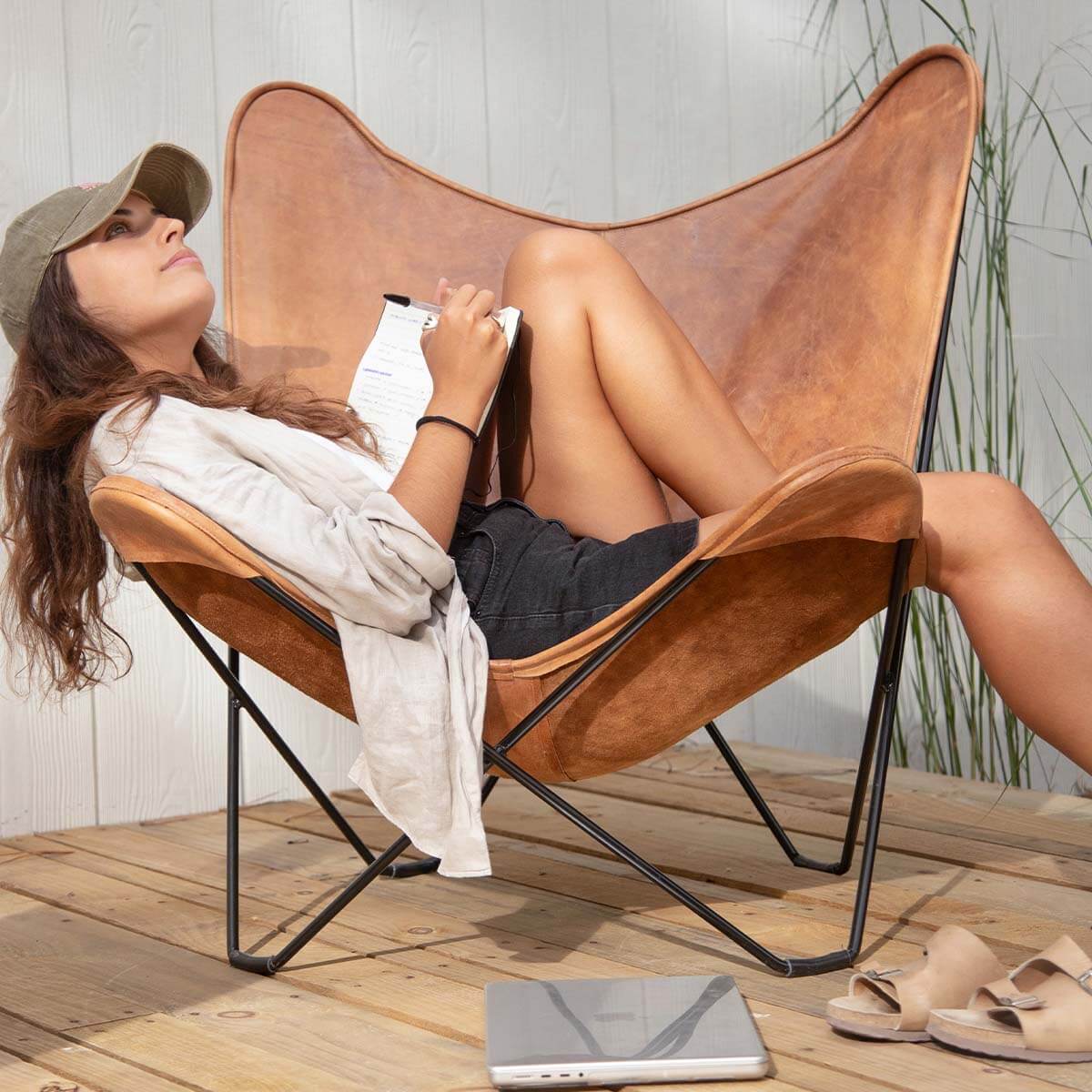 Butterfly Chair Crash Cowhide