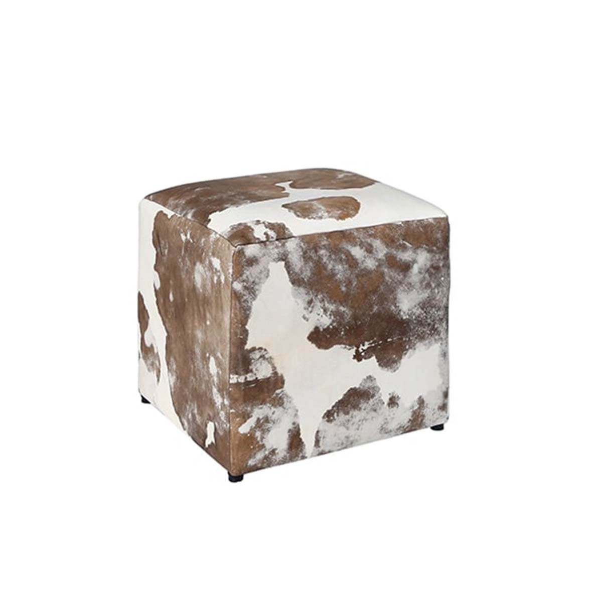 Vintage Cowhide Pouf – Full Design