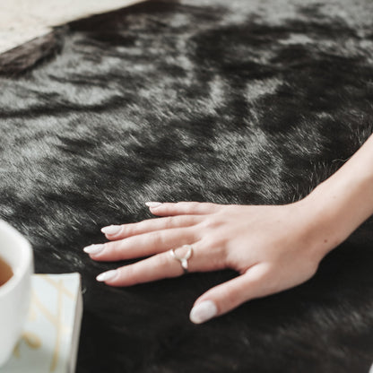 Solid Black Cowhide Rug