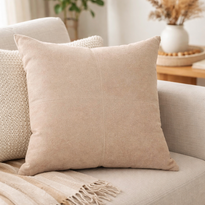 Cowhide Suede Throw Pillow Cover 16″ x 16″