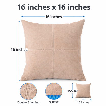 Cowhide Suede Throw Pillow Cover 16″ x 16″