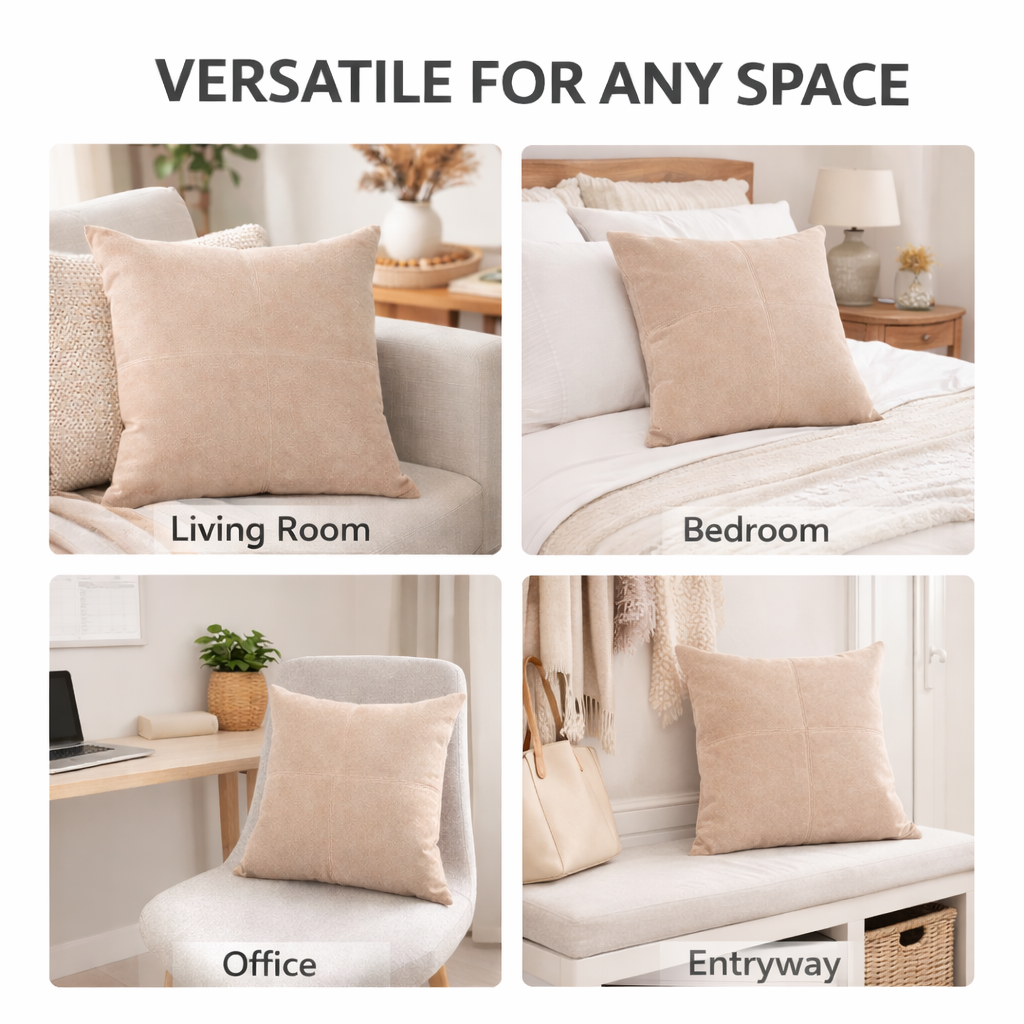 Cowhide Suede Throw Pillow Cover 16″ x 16″