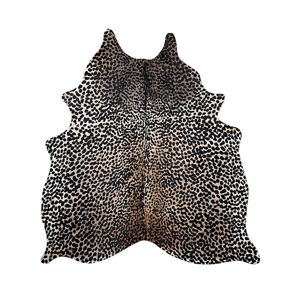 Leopard Print Cowhide Rug Large | Bold Accent Rug | Khara Home  – 5' 10" x 6' 3"