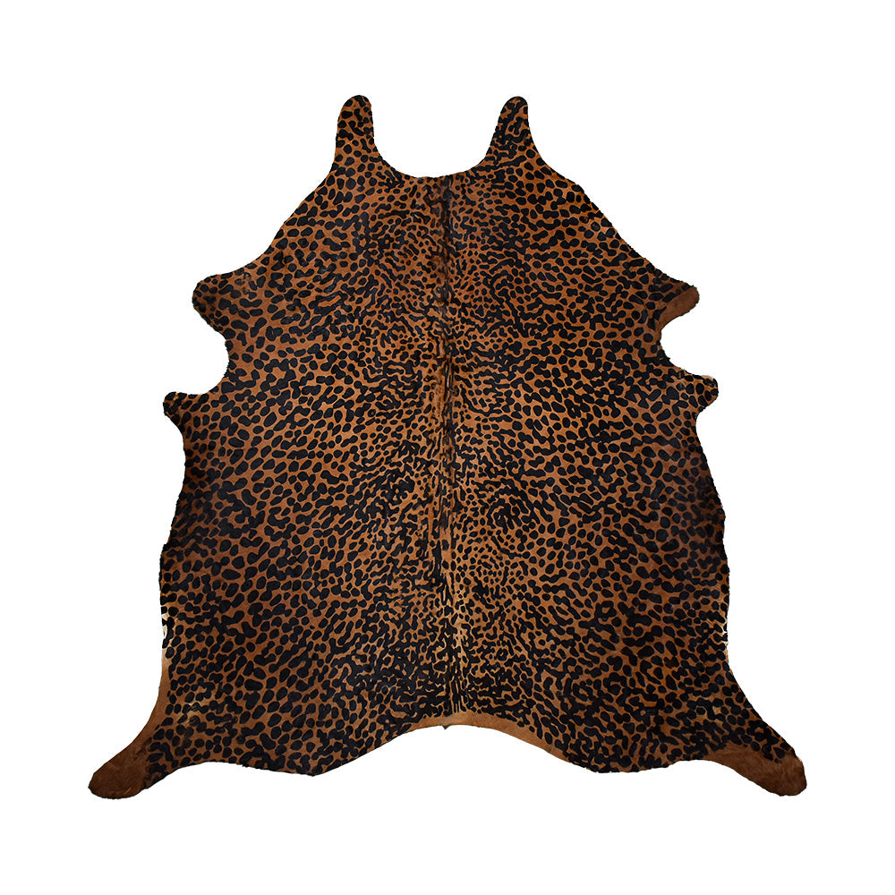 Leopard Print Cowhide Rug Large | Bold Accent Rug | Khara Home  – 6' 10" x 7' 4"