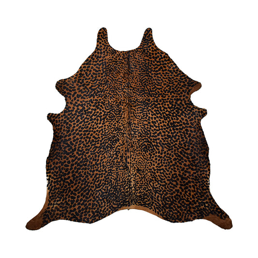 Leopard Print Cowhide Rug Large | Bold Accent Rug | Khara Home  – 6' 10" x 7' 4"