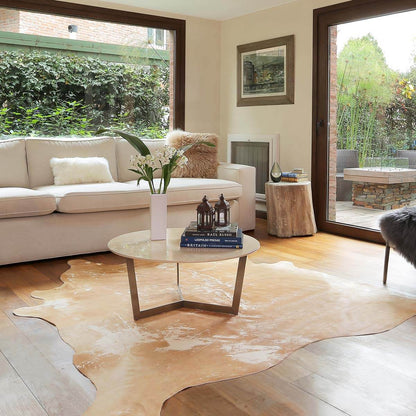 Vintage Light Hairless Cowhide Rug – 6'9" x 6'11" | Khara Home