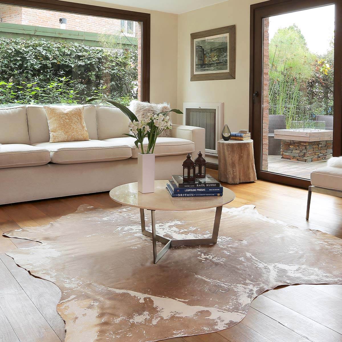Vintage Dark Hairless Cowhide Rug – 5'7" x 6'3" | Khara Home