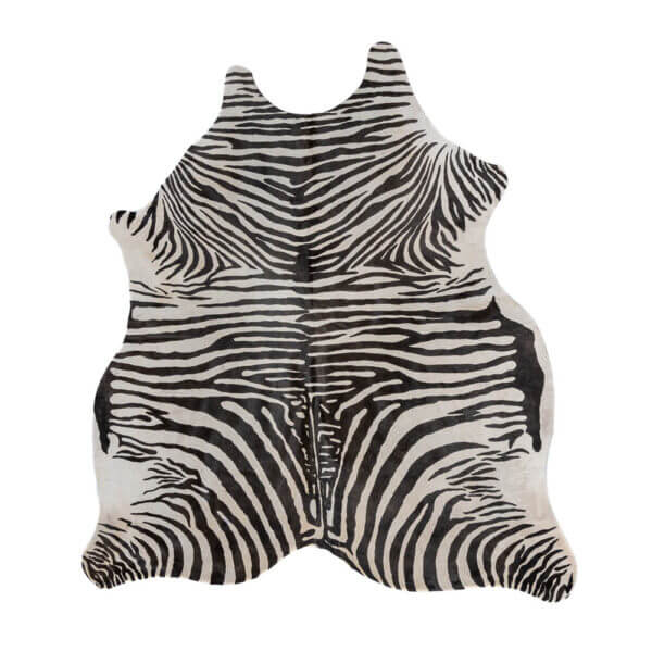 Zebra Print Cowhide Rug - 75" x 77"